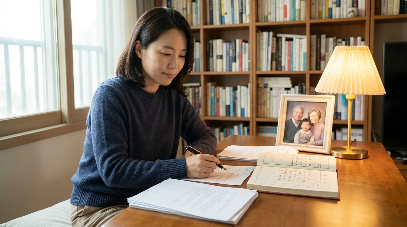 혼외자 상속권 — 가족관계 서류를 살펴보는 모습, 법무법인 존재