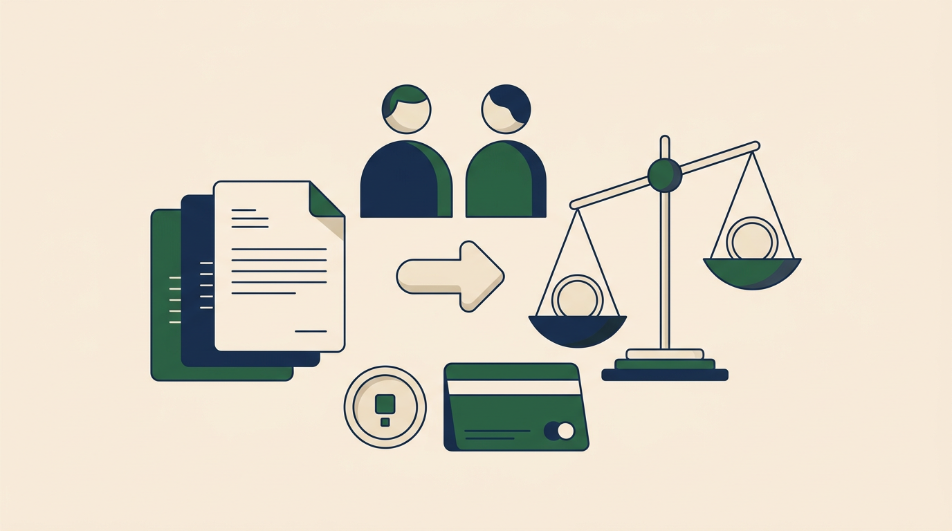 유류분 청구 일러스트 — 상속재산·생전증여·저울