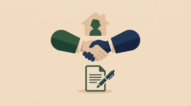 양육권 합의 일러스트 — 합의서·가족·집