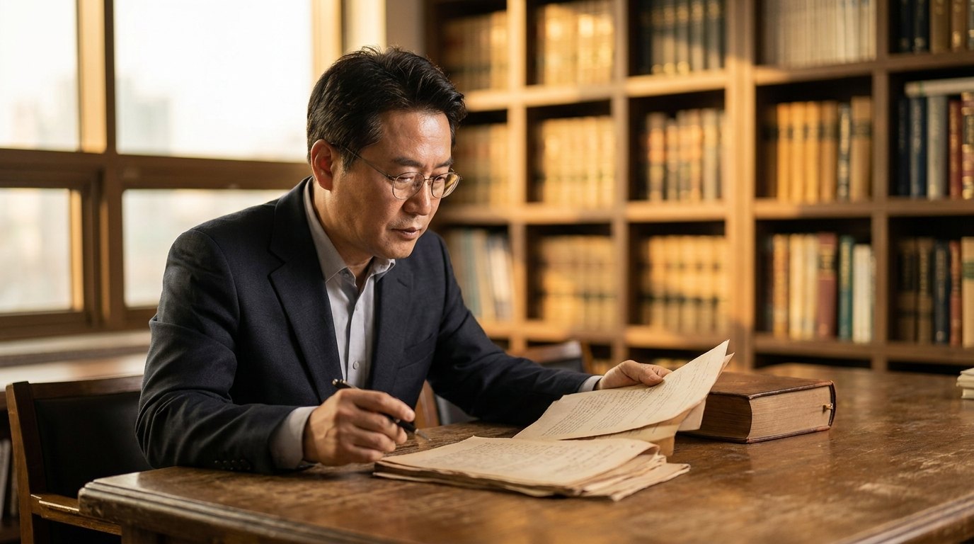 소년법과 사건 기록을 검토하는 변호사