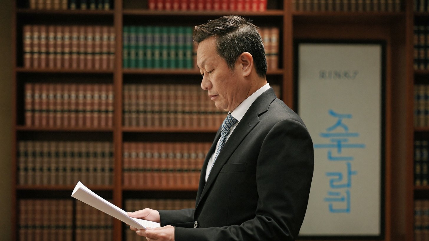 가정폭력 이혼 사건 자료를 검토하는 변호사 — 측면