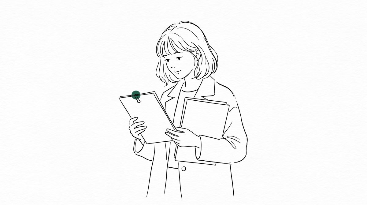 가사 서류와 형사 서류를 나눠 든 사람 라인 일러스트